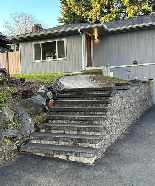 Retaining Wall, Steps, Paver Patio & Walkway in Edmonds 